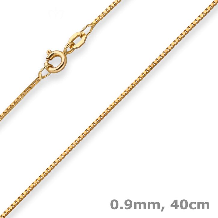 0.9mm Veneziakette aus 333 Gelbgold 40cm