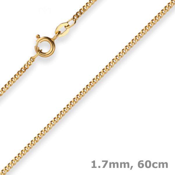 1.7mm Panzerkette aus 375 Gelbgold 60cm