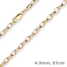 4,5mm Erbskette Goldkette Collier Halskette aus 375 Gold Gelbgold 51cm