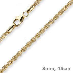 3mm Fantasiekette Goldkette Collier Halskette aus 375 Gold Gelbgold 45cm