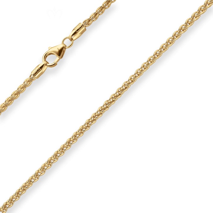 2.1mm Zopfkette aus 375 Gelbgold 50cm