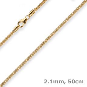 2,1mm Zopfkette Goldkette Collier Halskette aus 375 Gold Gelbgold 50cm