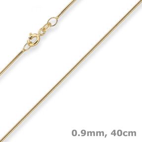 0,9mm Schlangenkette Goldkette Collier Halskette aus 375 Gold Gelbgold 40cm