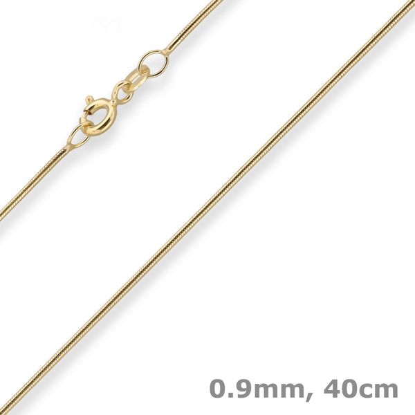 0.9mm Schlangenkette aus 375 Gelbgold 40cm