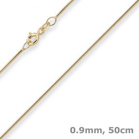 0,9mm Schlangenkette Goldkette Collier Halskette aus 375 Gold Gelbgold 50cm