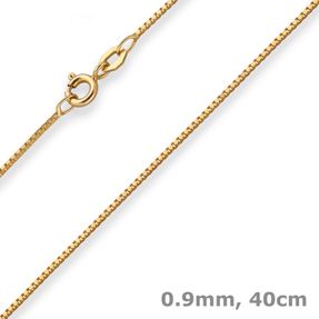 0,9mm Veneziakette Goldkette Collier Halskette aus 375 Gold Gelbgold 40cm