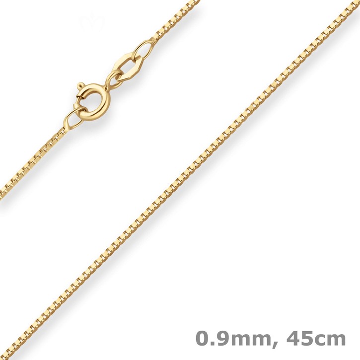 0.9mm Veneziakette aus 375 Gelbgold 45cm