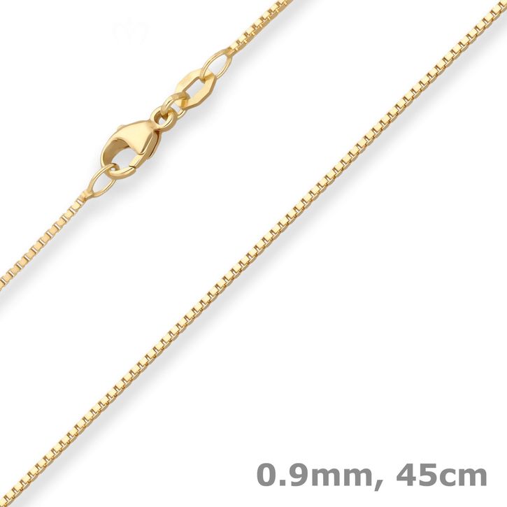 0.9mm Veneziakette aus 375 Gelbgold 45cm