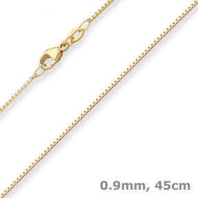 0,9mm Veneziakette Goldkette Collier Halskette aus 375 Gold Gelbgold 45cm