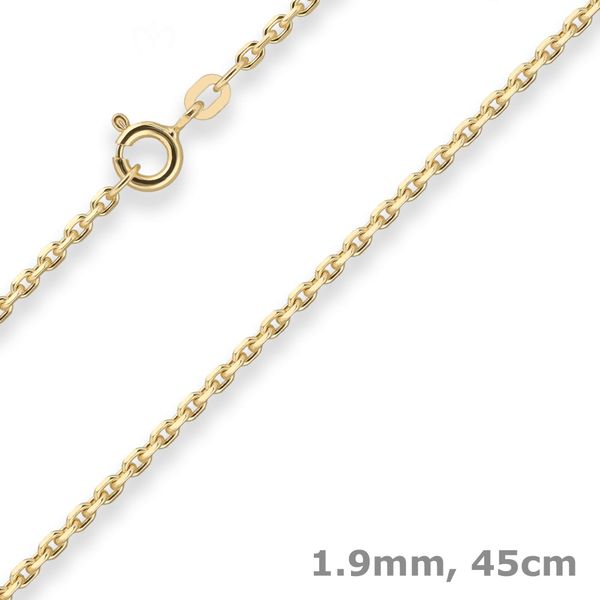 1.9mm Ankerkette diamantiert aus 585 Gelbgold 45cm