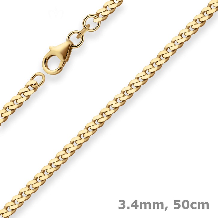 3.4mm Panzerkette aus 585 Gelbgold 50cm