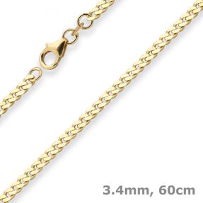 3,4mm Panzerkette Goldkette Collier Halskette aus 585 Gold Gelbgold 60cm