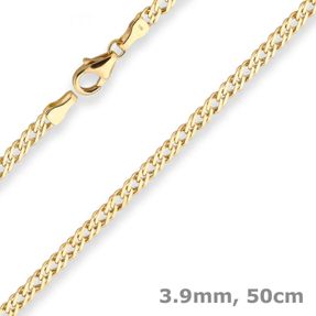3,9mm Zwillingspanzerkette Kette Collier Halskette aus 585 Gold Gelbgold 50cm