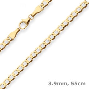 3,9mm Panzerkette weit Goldkette Collier Halskette aus 585 Gold Gelbgold 55cm