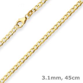 3,1mm Panzerkette weit Goldkette Collier Halskette aus 585 Gold Gelbgold 45cm