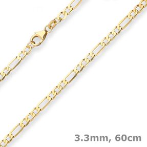 3,3mm Figarokette diamantiert Kette Collier Halskette aus 585 Gold Gelbgold 60cm