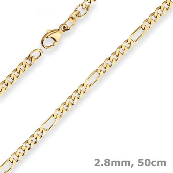 2.8mm Figarokette diamantiert aus 585 Gelbgold 50cm