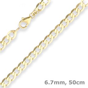 6,7mm Panzerkette weit Goldkette Collier Halskette aus 585 Gold Gelbgold 50cm