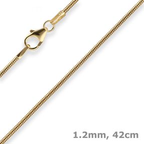 1,2mm Schlangenkette Goldkette Collier Halskette aus 585 Gold Gelbgold 42cm