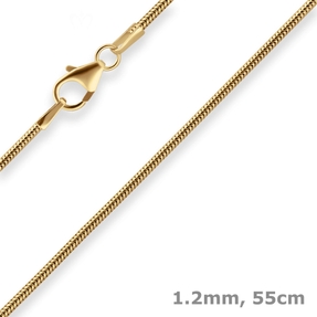 1,2mm Schlangenkette Goldkette Collier Halskette aus 585 Gold Gelbgold 55cm