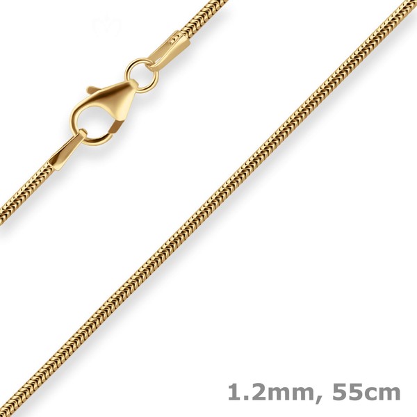 1.2mm Schlangenkette aus 585 Gelbgold 55cm