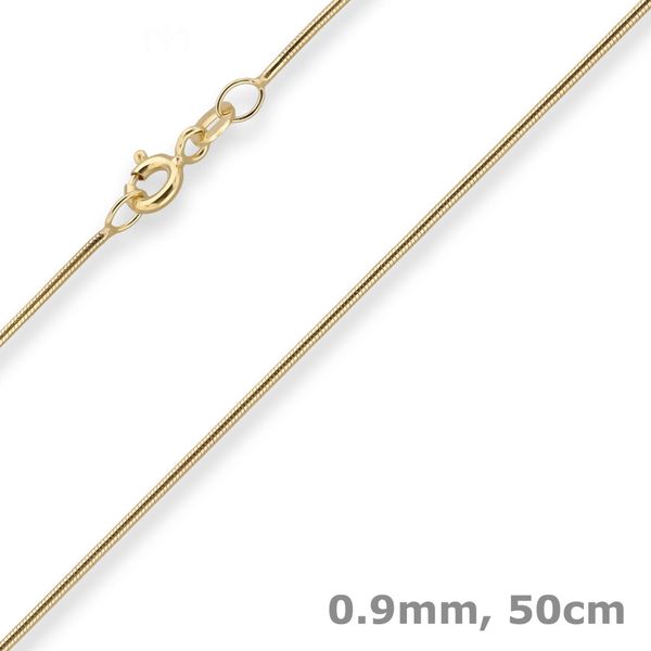 0.9mm Schlangenkette aus 585 Gelbgold 50cm