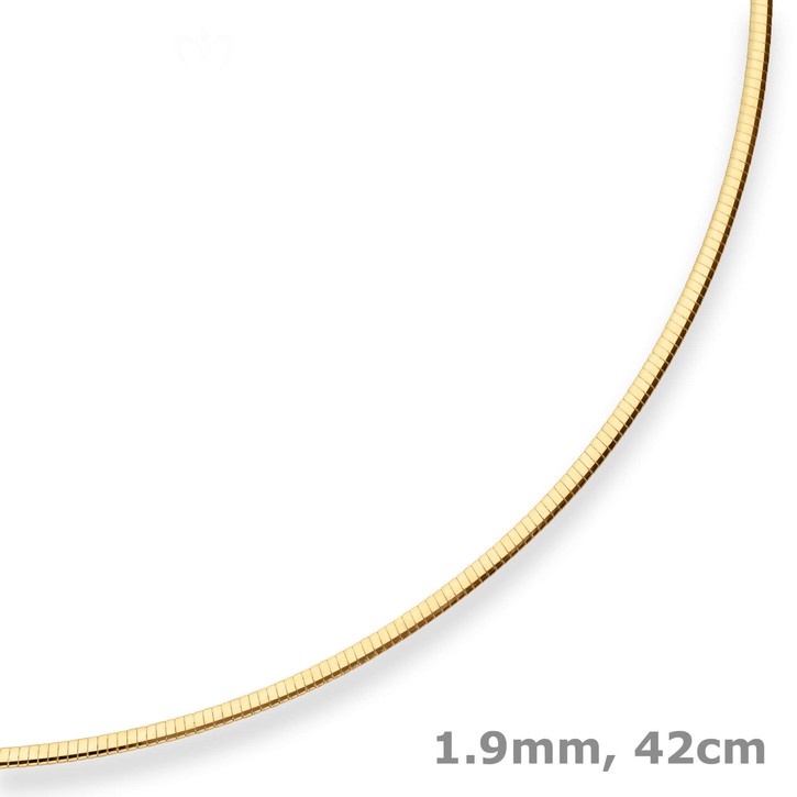 1.9mm Tondakette oval Omegareif aus 585 Gelbgold 42cm