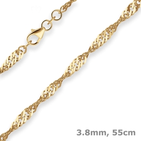 3,8mm Singapurkette Goldkette Collier Halskette aus 585 Gold Gelbgold 55cm