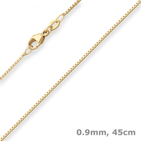 0,9mm Veneziakette Goldkette Collier Halskette aus 585 Gold Gelbgold 45cm
