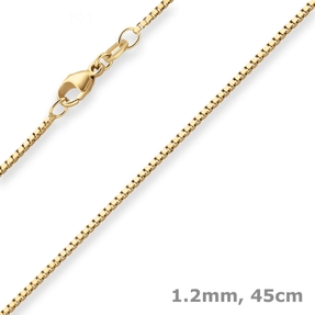 1,2mm Veneziakette Goldkette Collier Halskette aus 585 Gold Gelbgold 45cm