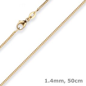 1,4mm Panzerkette Goldkette Collier Halskette aus 750 Gold Gelbgold 50cm