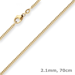 2,1mm Panzerkette Goldkette Collier Halskette aus 750 Gold Gelbgold 70cm