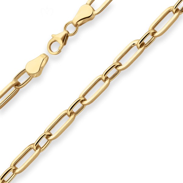 5.4mm Armband Ankerkette hohl Paper-Clip aus 750 Gelbgold 19cm