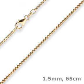 1,5mm Veneziakette Goldkette Collier Halskette aus 750 Gold Gelbgold 65cm