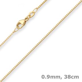 0,9mm Veneziakette Goldkette Collier Halskette aus 750 Gold Gelbgold 38cm