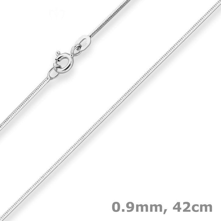 0.9mm Schlangenkette diamantiert aus 333 Weißgold 42cm