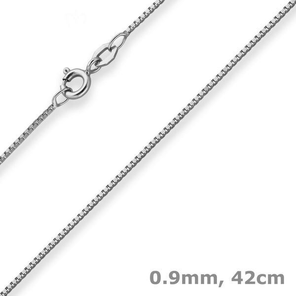 0.9mm Veneziakette aus 375 Weißgold 42cm