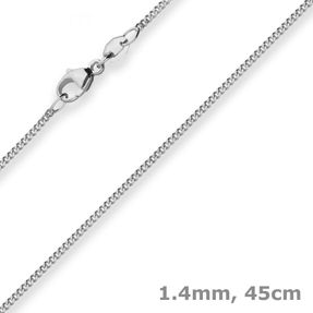 1,4mm Panzerkette Collier Halskette aus 750 Gold Weißgold 45cm mit Zwischenöse 1,4mm Panzerkette Collier Halskette aus 750 Gold Weißgold 45cm mit Zwischenöse