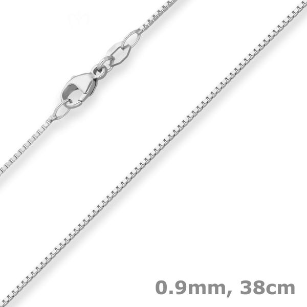 0.9mm Veneziakette aus 750 Weißgold 38cm