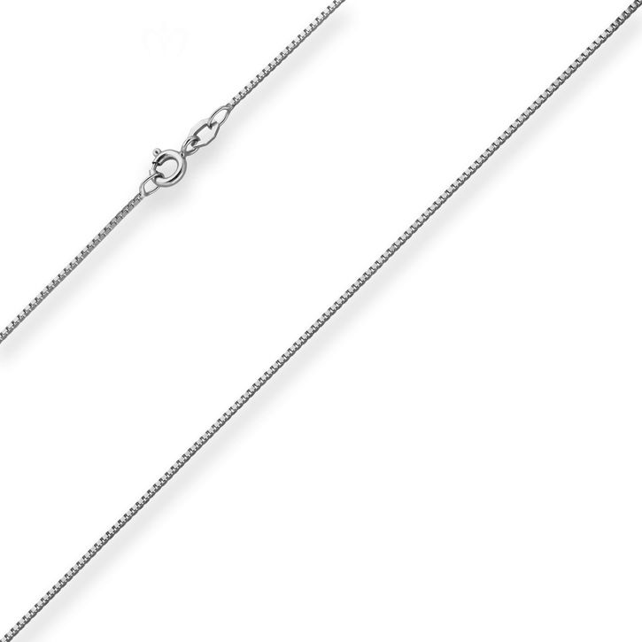 0.9mm Veneziakette aus 585 Weißgold 34cm