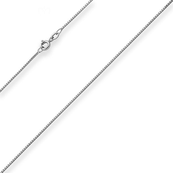 0.9mm Veneziakette aus 585 Weißgold 34cm