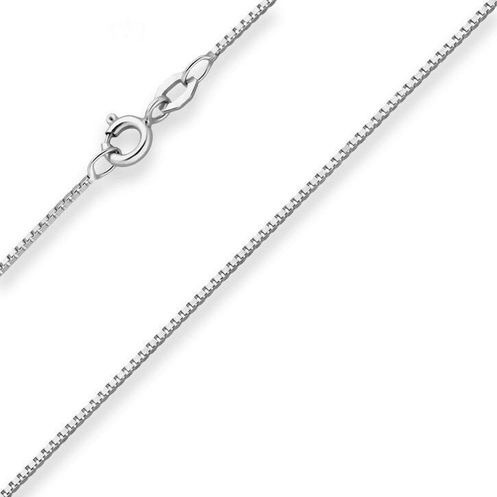 0.9mm Veneziakette aus 585 Weißgold 42cm