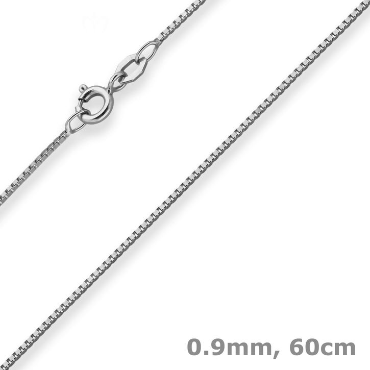 0.9mm Veneziakette aus 585 Weißgold 60cm