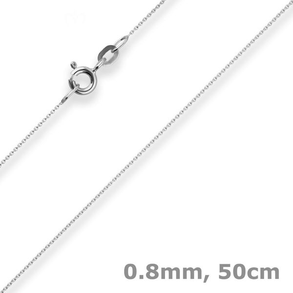 0.8mm Rund-Ankerkette aus 585 Weißgold 50cm mit Zwischenöse