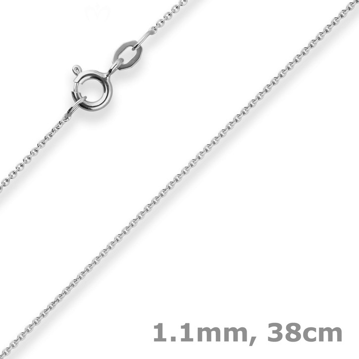 1.1mm Rund-Ankerkette aus 333 Weißgold 38cm