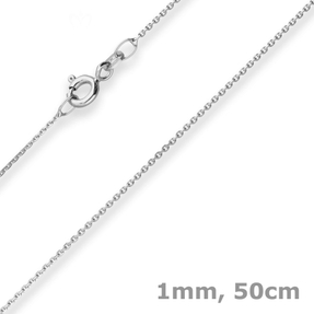 1,1mm Ankerkette diamantiert Kette Collier Halskette aus 375 Gold Weißgold 50cm