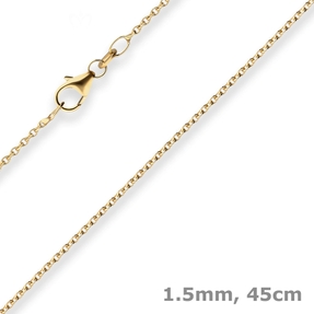 1,5mm Rund-Ankerkette Kette Collier aus 585 Gold Gelbgold 45cm mit Zwischenöse 1,5mm Rund-Ankerkette Kette Collier aus 585 Gold Gelbgold 45cm mit Zwischenöse