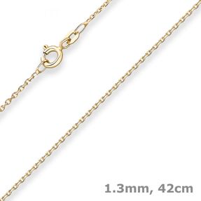 1,3mm Ankerkette diamantiert Kette Collier Halskette aus 375 Gold Gelbgold 42cm