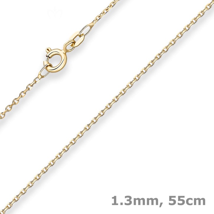 1.3mm Ankerkette diamantiert aus 585 Gelbgold 55cm