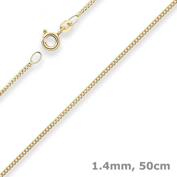 1.4mm Panzerkette aus 333 Gelbgold 50cm mit Zwischenöse